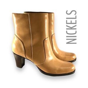 NICKELS VINTAGE 80s Tan Leather Ankle Boots 6.5 NEVER WORN WITH BOX